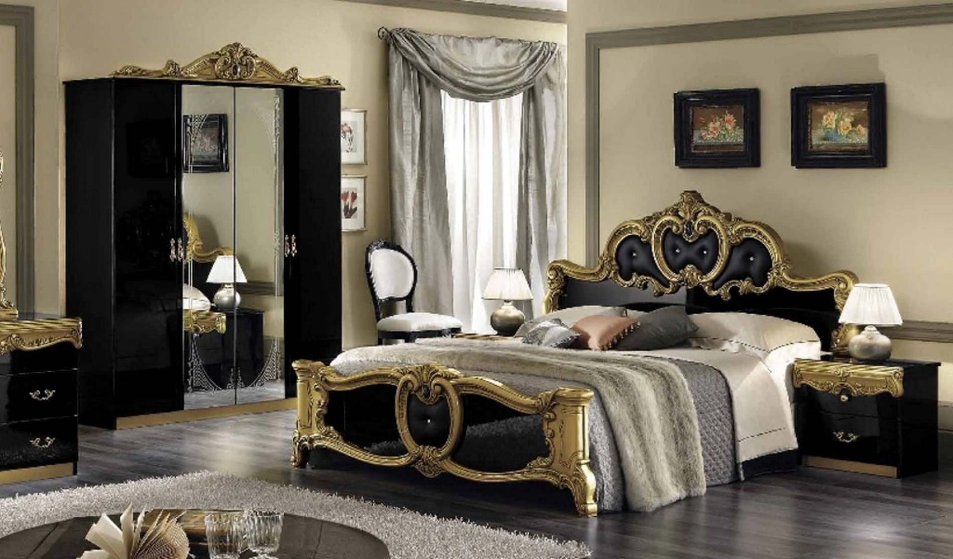 camera da letto modello barocco gold